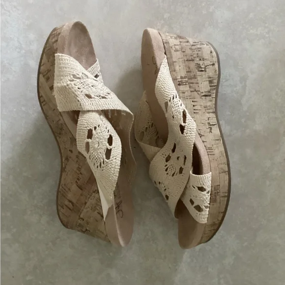 Life Stride Donna macramé wedge sandals EUC - Picture 6 of 10